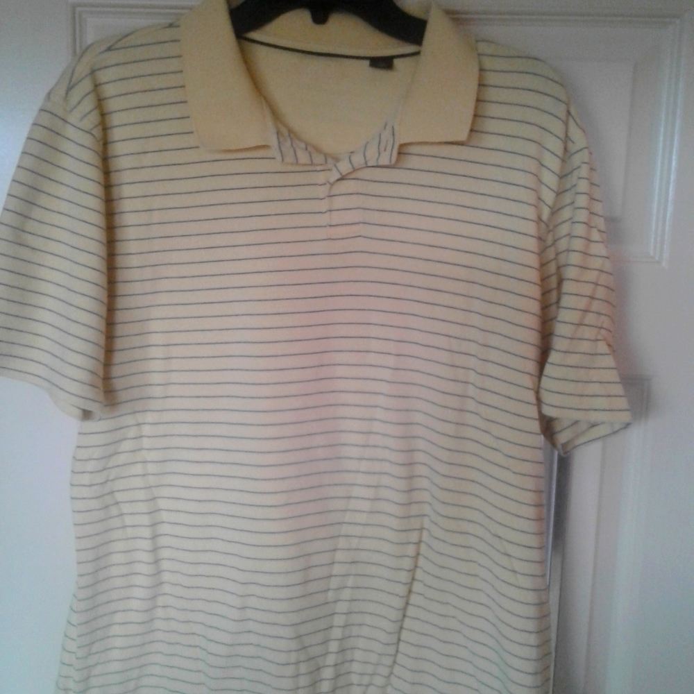 Tasso Elba mens polo yellow black strip Large